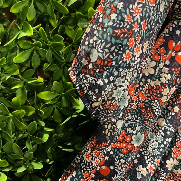 Ryan Michell Floral and Blue Graphic Dress with 3/4 Sleeves Size M - Picture 2 of 5